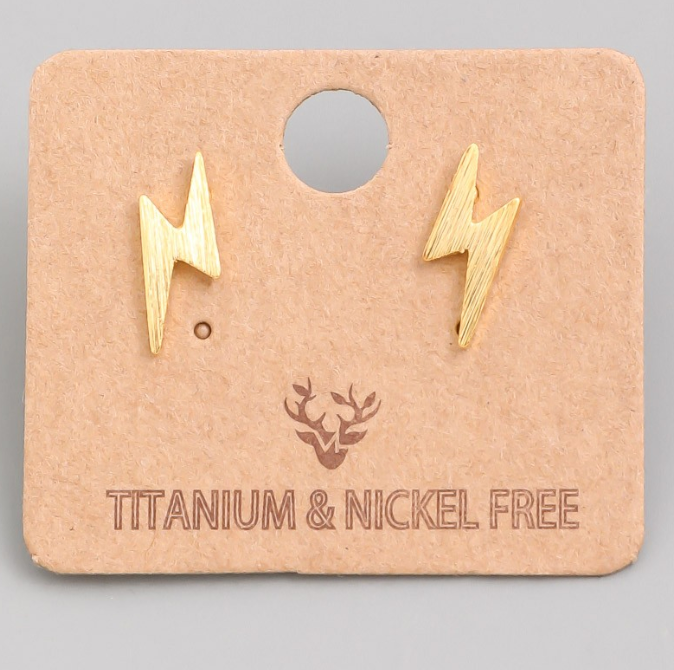 Lightning Bolt Stud Earrings