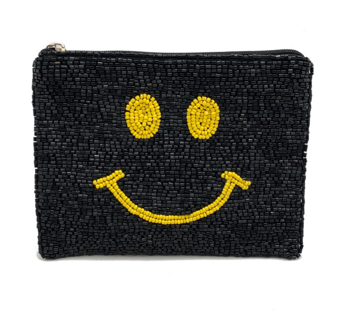 Smiley Face Beaded Coin Purse