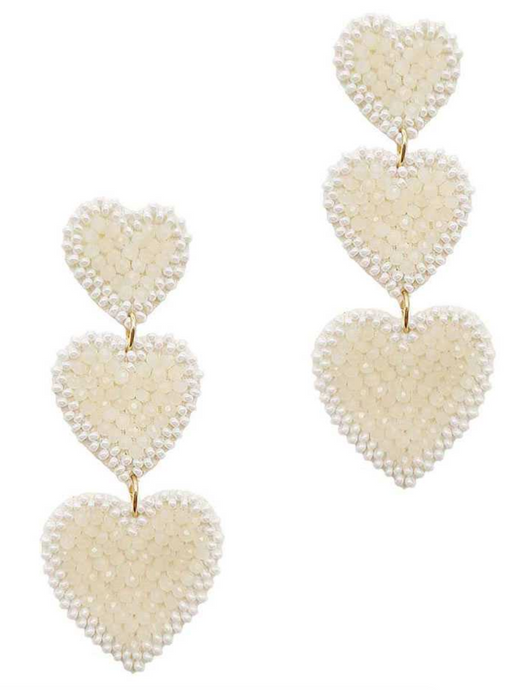 Triple Heart Beaded Earrings