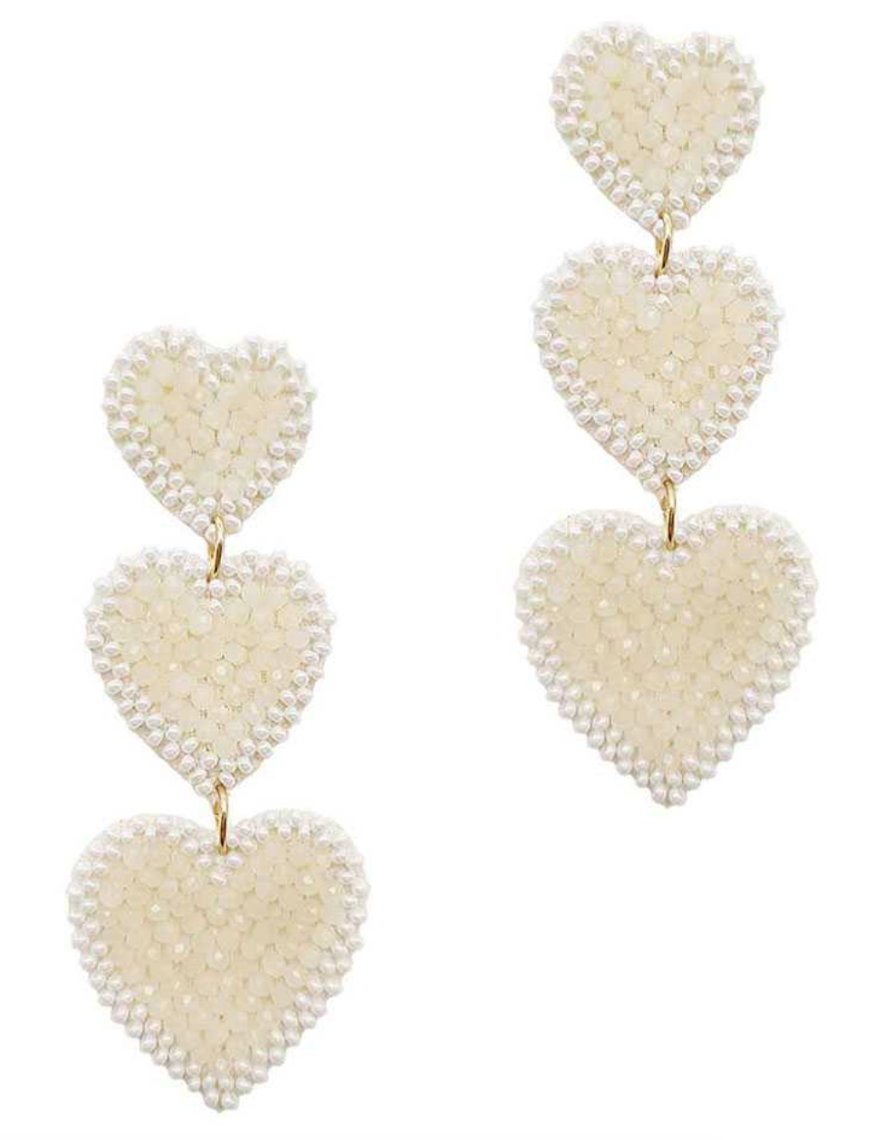 Triple Heart Beaded Earrings