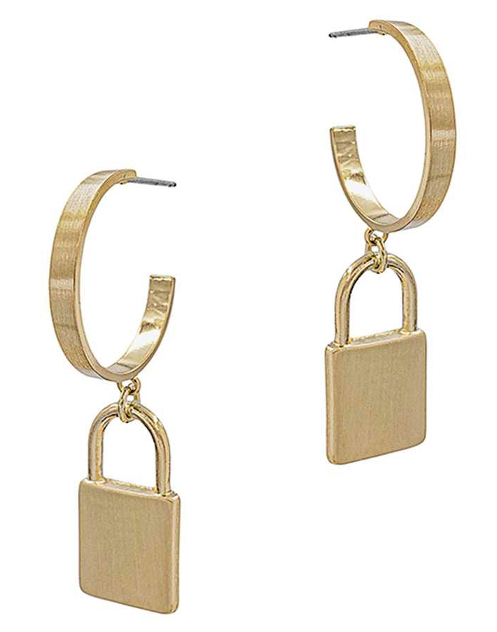 Lock Charm Hoop Earring