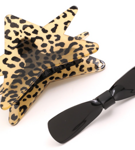 Leopard Print Star Hair Clip Set