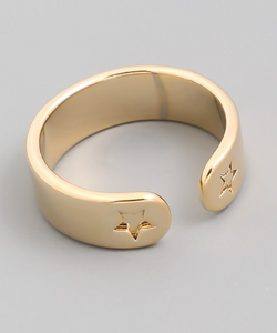 Star Engraved Open Ring