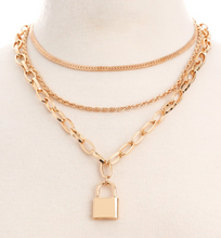 Load image into Gallery viewer, Chain Layered Lock Necklace