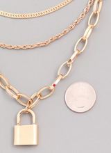 Load image into Gallery viewer, Chain Layered Lock Necklace