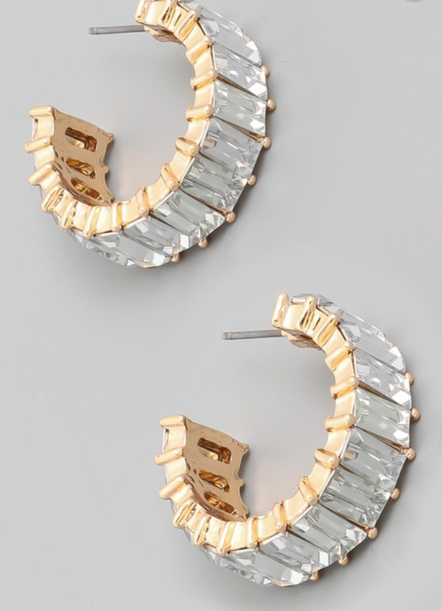 Mini Baguette Hoop Earrings